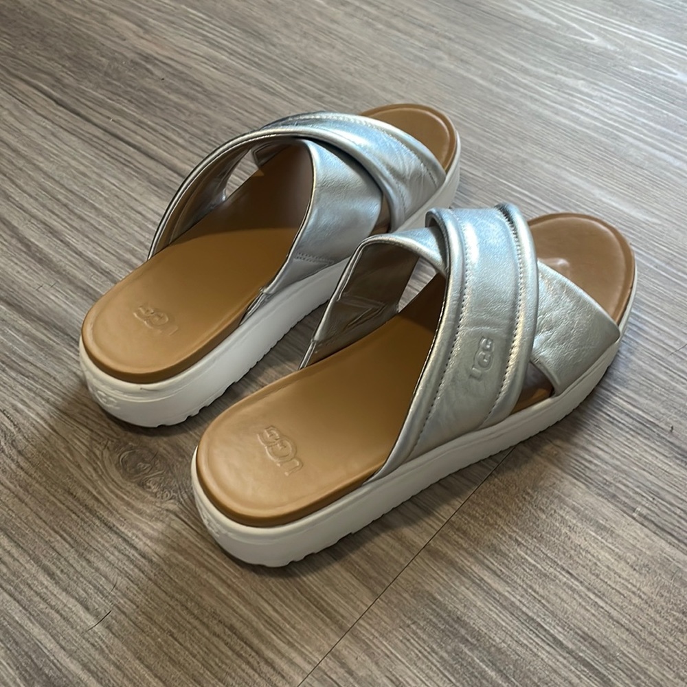 UGG metallic slide sandals